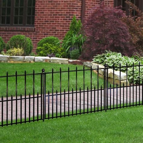 black metal house fence|black metal fence home depot.